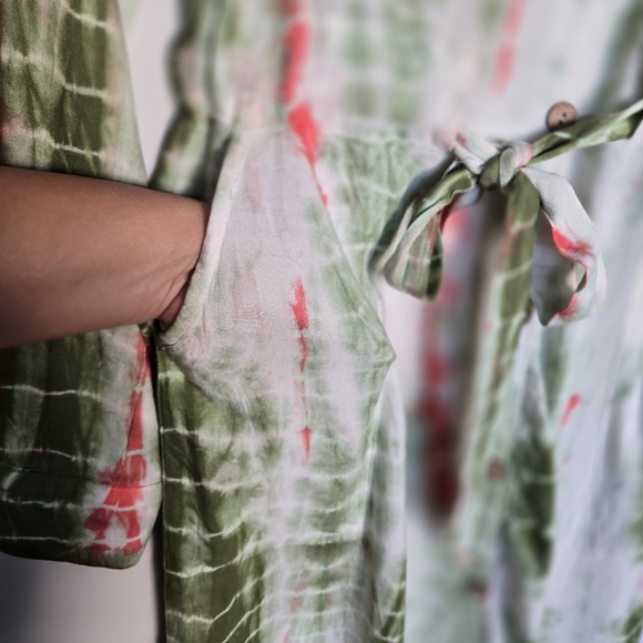 Elegant Tie-Dye Button-Up Midi Dress - Picture 7 of 14